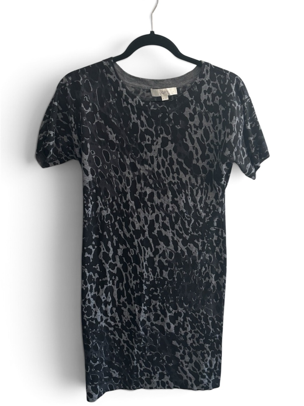 LOFT Gray & Black Animal Print Wool Dress — XS - Picture 3 of 9